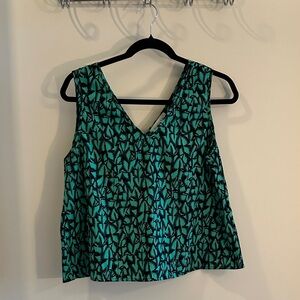 Green Patterned Sleeveless Top